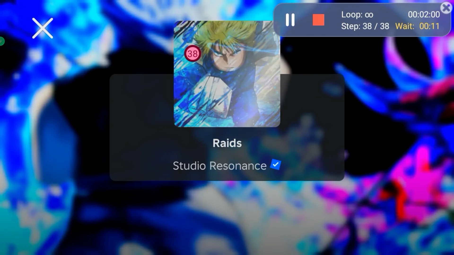 Roblox Raids loading screen with infinite playback at step 38 of 38 and an 11-second wait