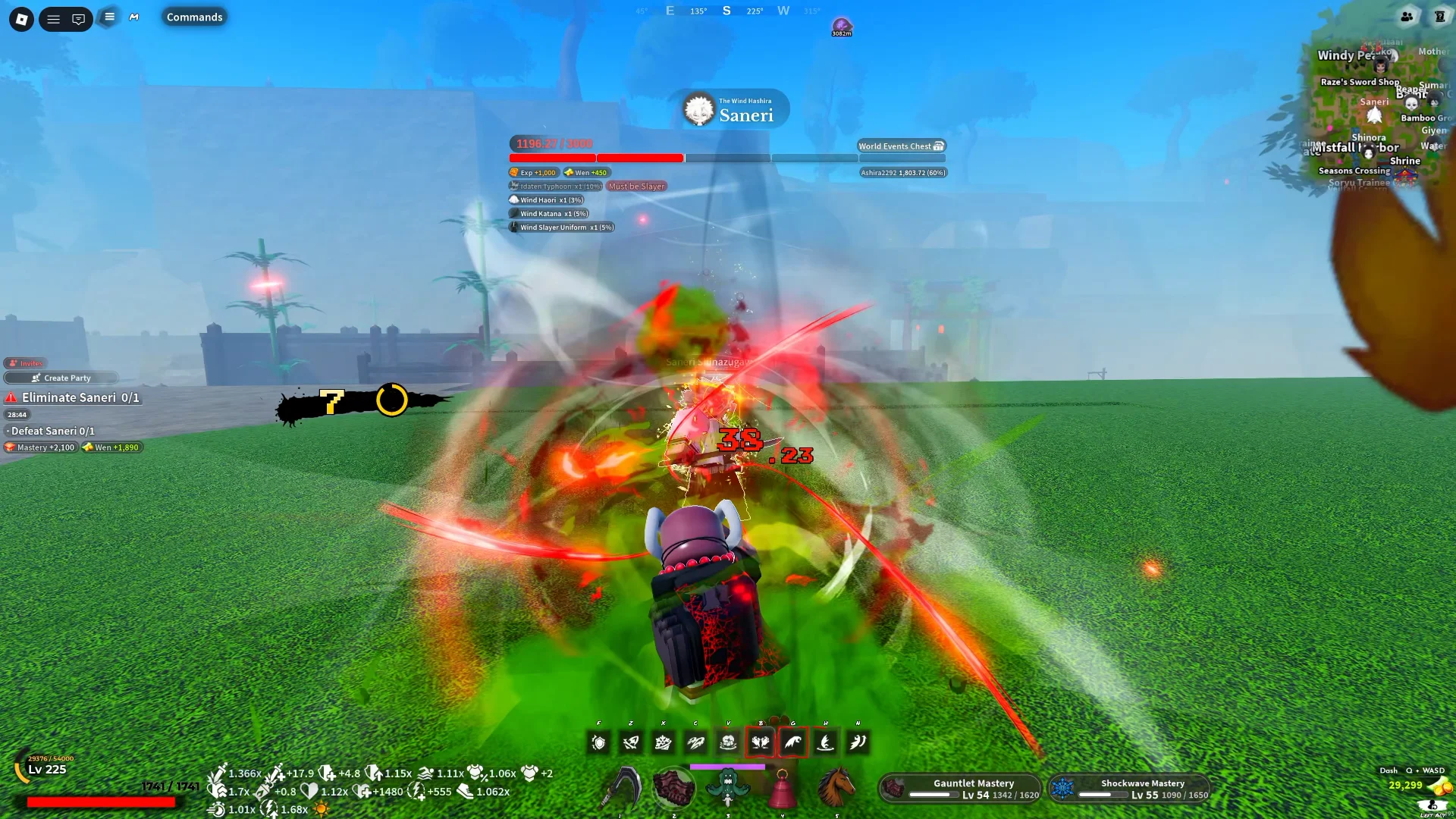 Fighting Saneri with an active elimination quest in Slayer 2