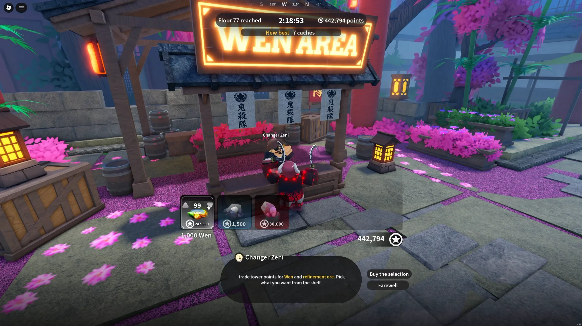 Changer Zeni in the Wen Area after a Tower run