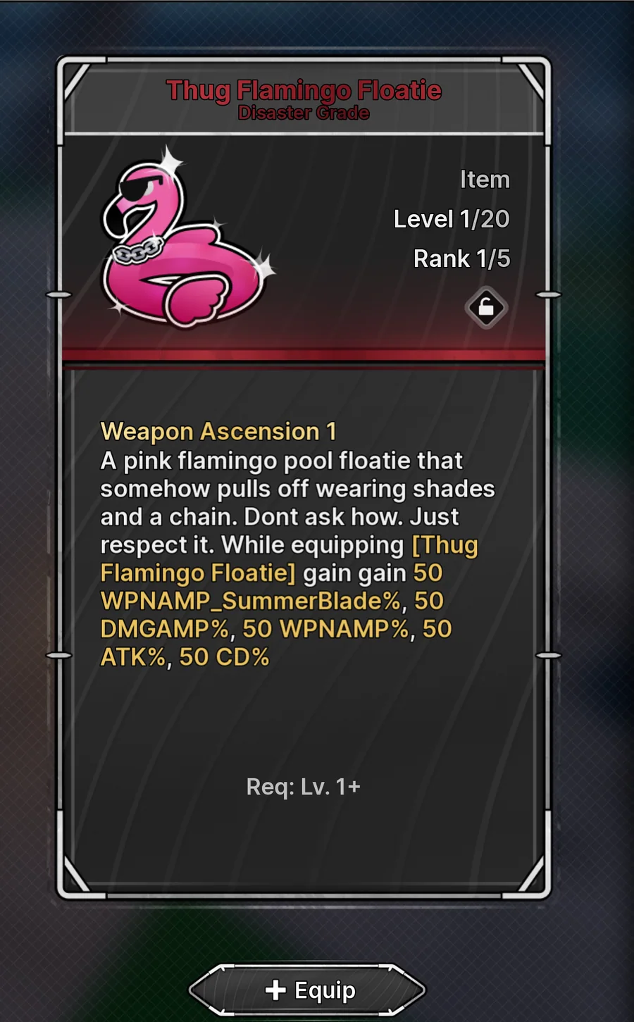 Thug Flamingo Floatie maximum-grade effect and level requirement in Jujutsu Zero