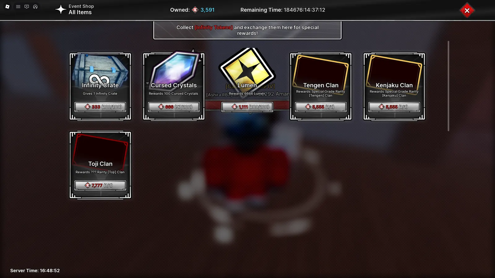 Infinity Shop rewards inside Tomb of the Star